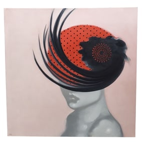 Anna Kincaide Contemporary Pop Art Lady Red Hat Oil Painting