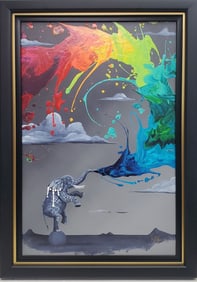 Kre8 Elegant Balance Elephant Hand Embellished Giclee on Canvas Park West COA