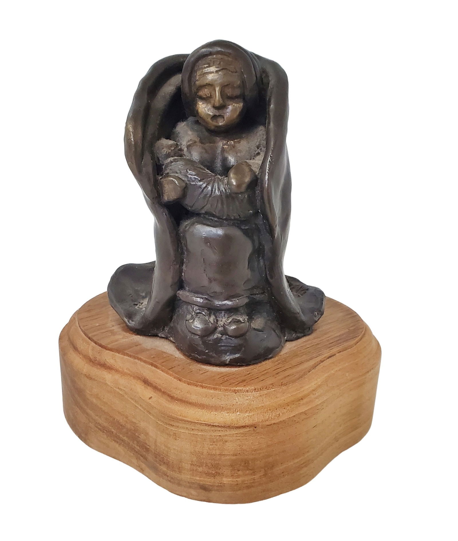 Cabinet Bronze Divine Mother Native American Subject Illegible Monogram Signature: Described By: Michelle CNX VX 0251 0596 Title: Cabinet Bronze Divine Mother Native American Subject Illegible Monogram Signature Description: Cabinet Bronze Divine Mother Native American Subj