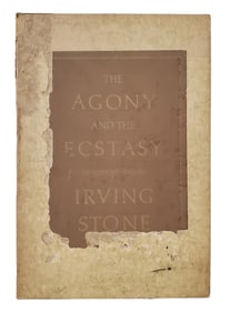 Irving Stone Autographed Agony Ecstasy HC DJ Slip Cover Author Signed Ex Libris Willard Wilson