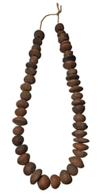 Pre-Columbian Pottery Terracotta Carved Clay Disk Bead Stringed Necklace Mesoamerican