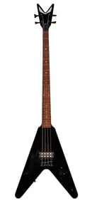 Dean Flying V Metalman 4-String Standard Black Bass Guitar w/ Ernie Ball Purple Strap