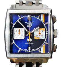 TAG Heuer Monaco Chronograph CBL2115 Mens Date SS 33j Automatic Wrist Watch