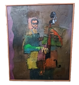 Large Gary Patterson Marion Barnes Music Painting Too Cool to Worry 54x45 Inches