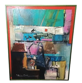 Large Gary Patterson Marion Barnes Music Painting Thelonious Monk 57.5x47 Inches New Orleans