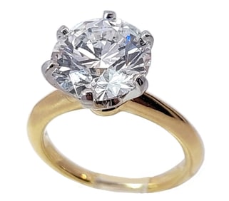 GIA 4.13ct Tiffany Co Round Brilliant Diamond 18k Gold Platinum Engagement Ring w/Box & Papers