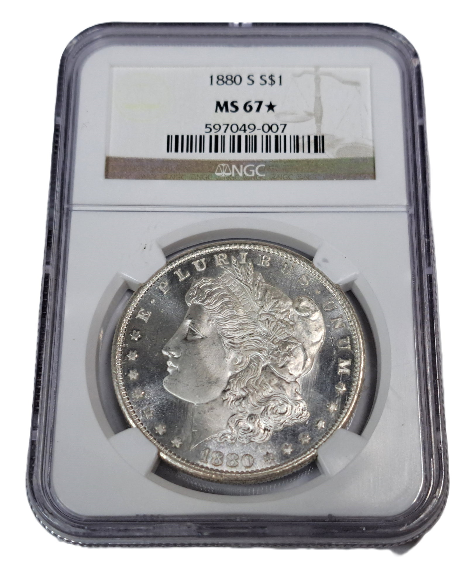 Rare NGC MS 67 Star 1880 S San Francisco Morgan Silver Dollar U.S. Coin: Described & Photographed By: Mike CNX 0350 Title: Rare NGC MS 67 Star 1880 S San Francisco Morgan Silver Dollar U.S. Coin Description: This coin is spectacular! There are only 232 ot