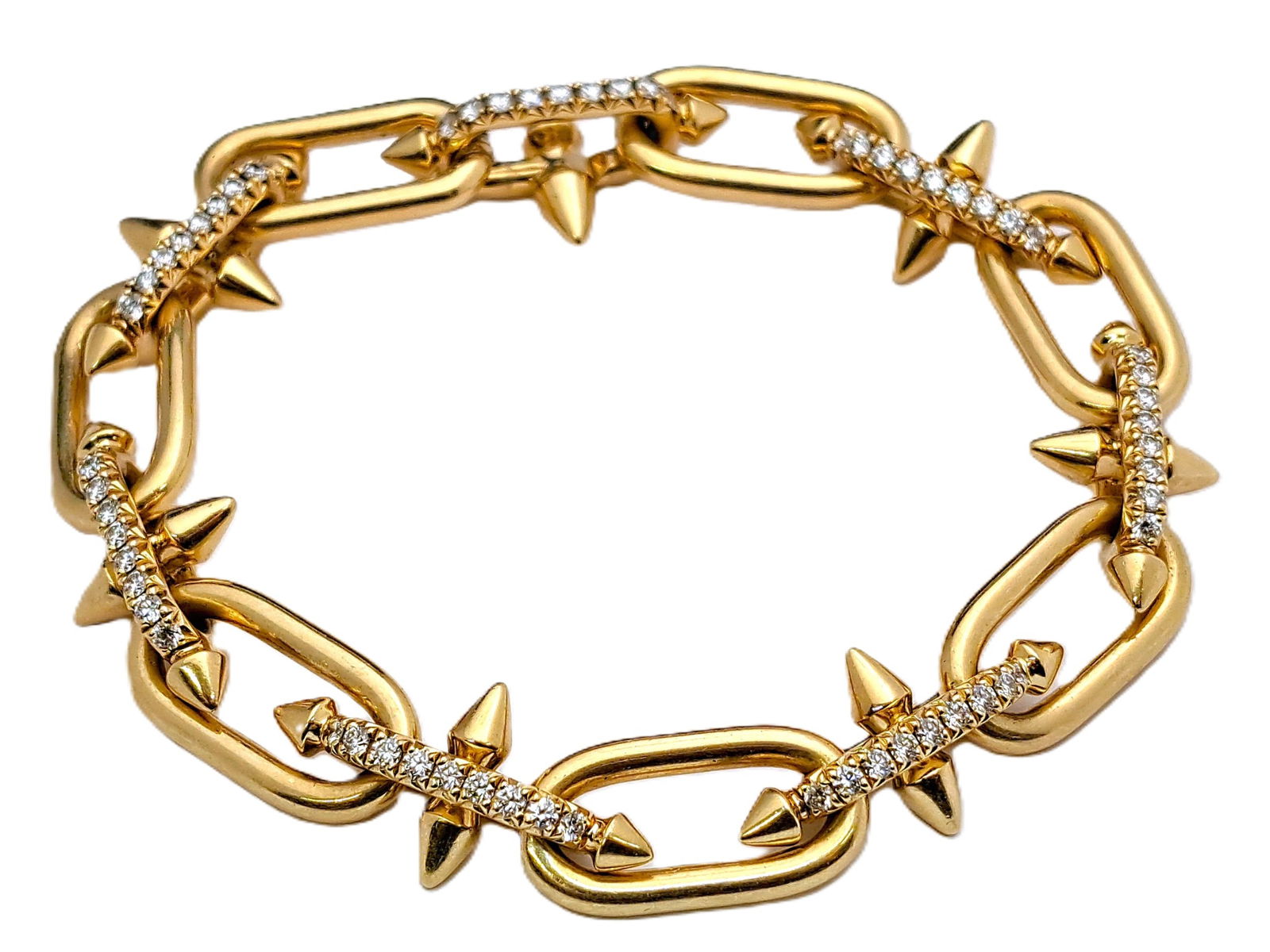 Tiffany Co. x Pharrell Williams Titan 1.75ctw Diamond 18k Gold Heavy Spike Bracelet 51.4g (1 of 4)