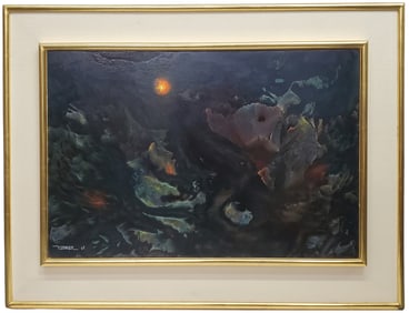 Leonardo Nierman Untitled 1964 Oil on Masonite 23.5 x 15.75 Inch Painting Mexican Modernist w/ Book