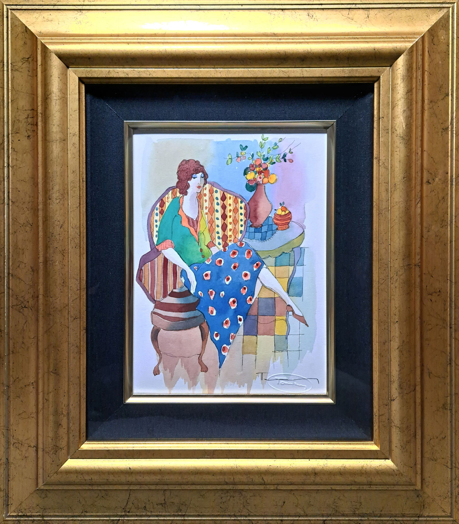 Itzchak Tarkay Woman in Poppy Skirt Israeli Artist Water Color: Described By: Rafe CNX 0345 0949 Title: Itzchak Tarkay Woman in Poppy Skirt Israeli Artist Water Color Description:Itzchak Tarkay Woman in Poppy Skirt Israeli Artist Water Color. Israeli Artist Itzcha