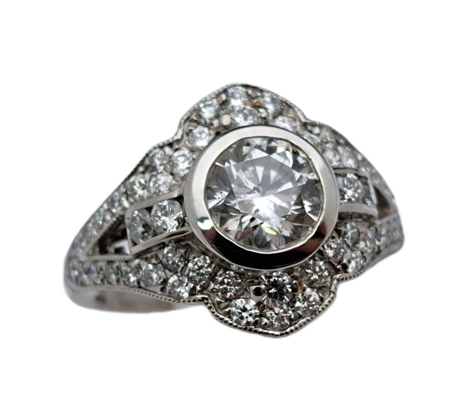 Vintage Orianne 1.8ctw Fine Diamond Elegant Ladies Platinum Engagement Ring (1 of 6)