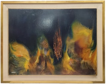 Large Leonardo Nierman Eternal Fire Acrylic on Board 31.375 x 23.25 Inch Painting Mexican w/ COA