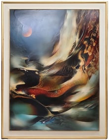 Large Leonardo Nierman Prophecy Acrylic on Board 35.5 x 48 Inch Mexican Modernist Expressionist