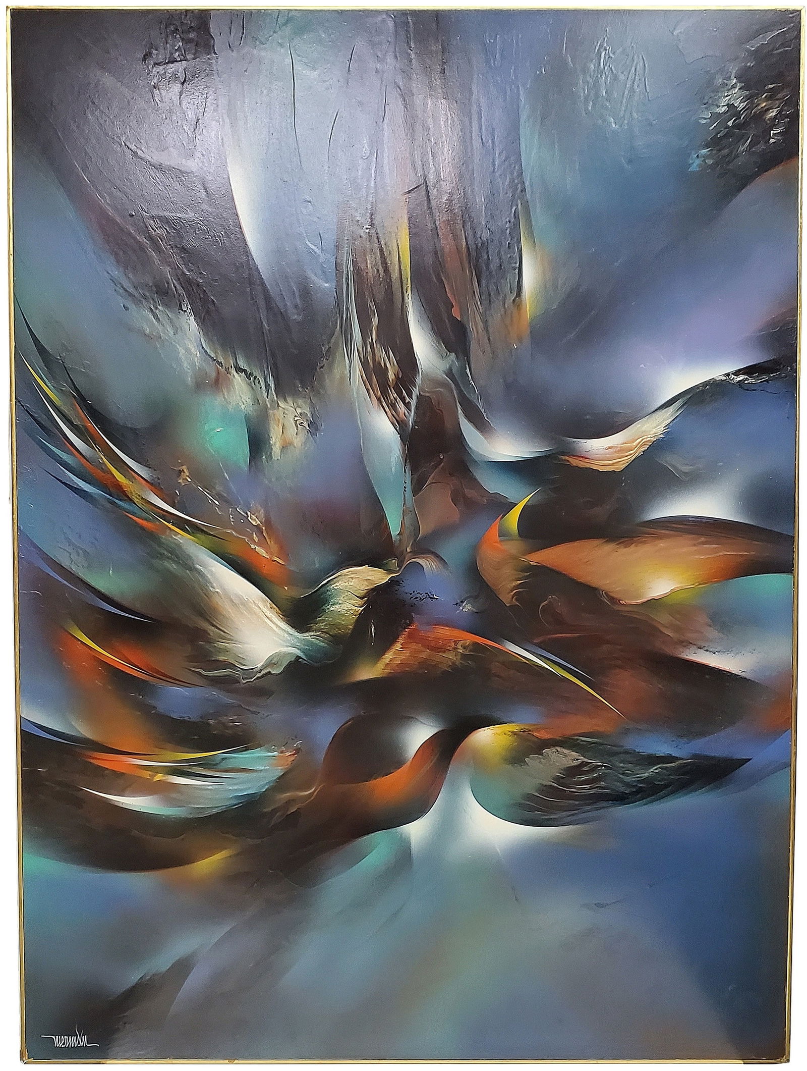 Large Leonardo Nierman Night Flight Acrylic on Board 35.375 x 48 In Mexican Modernist Expressionist (1 of 7)