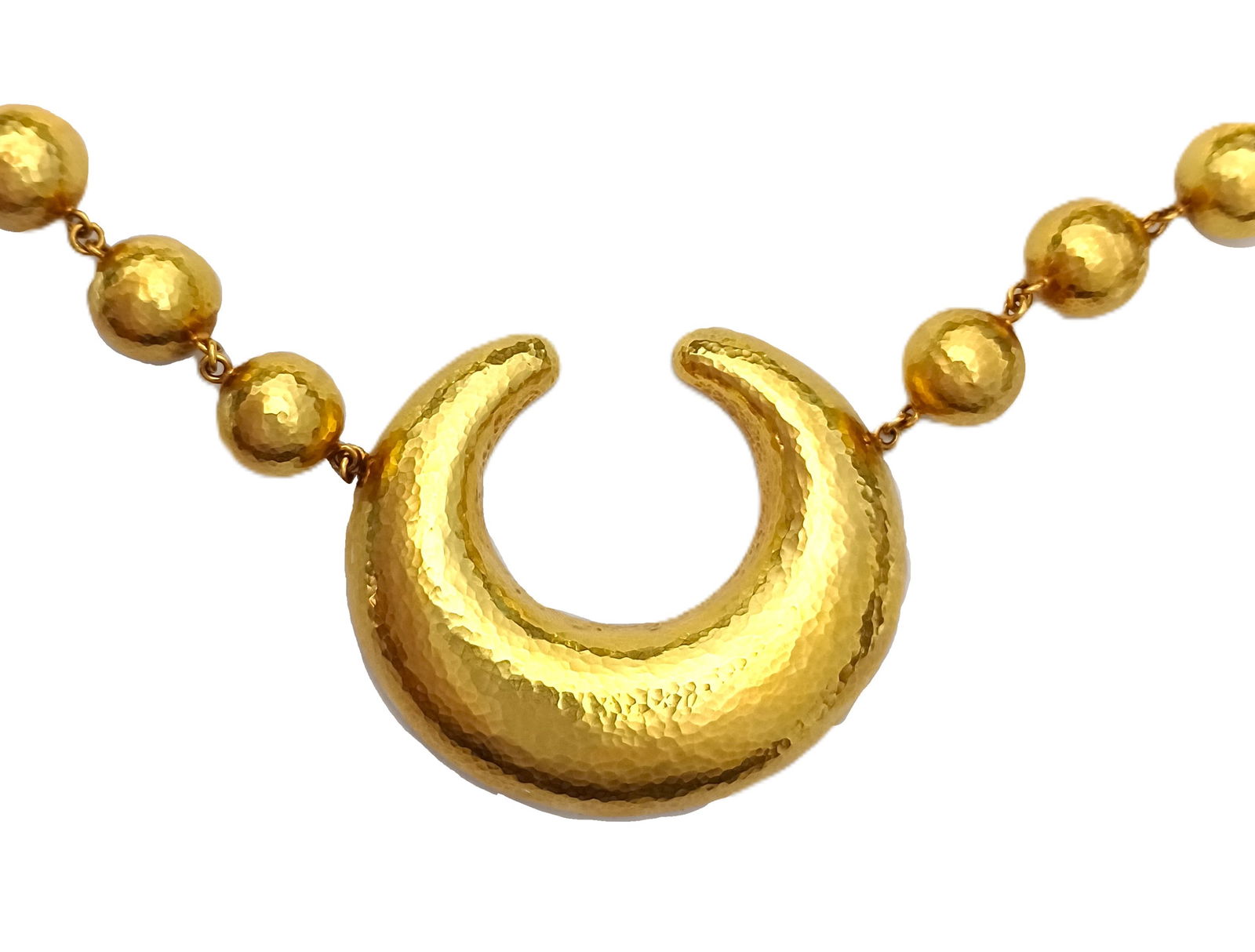 Huge Clunky Textured Paloma Picasso Tiffany Co Necklace Crescent Moon Pendant (1 of 5)