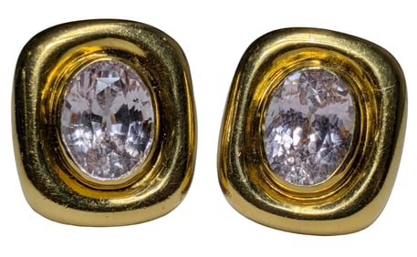 Tiffany & Co Paloma Picasso Heavy 18K Gold Kunzite Earrings w/ Omega Backs