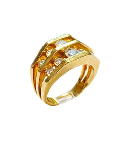 Massive 18k Gold Jose Hess Signed Numbered Channel Set Fine Diamond Ring Approximately 2ctw