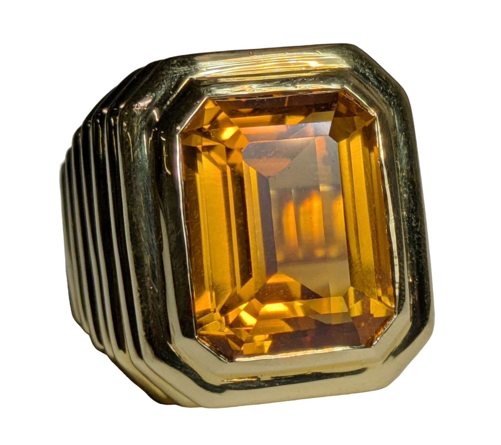 Massive 18K Gold 13.25ct Gem Quality Citrine Designer Artist Signed Estate Ring (1 of 9)