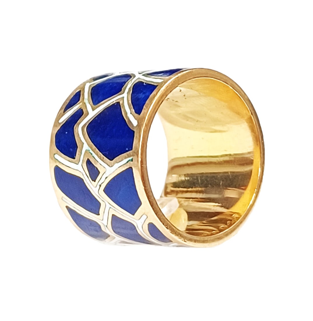 Ultra Wide Cartier Signed numbered Enamel Cigar Band Mid Century Ring (1 of 5)