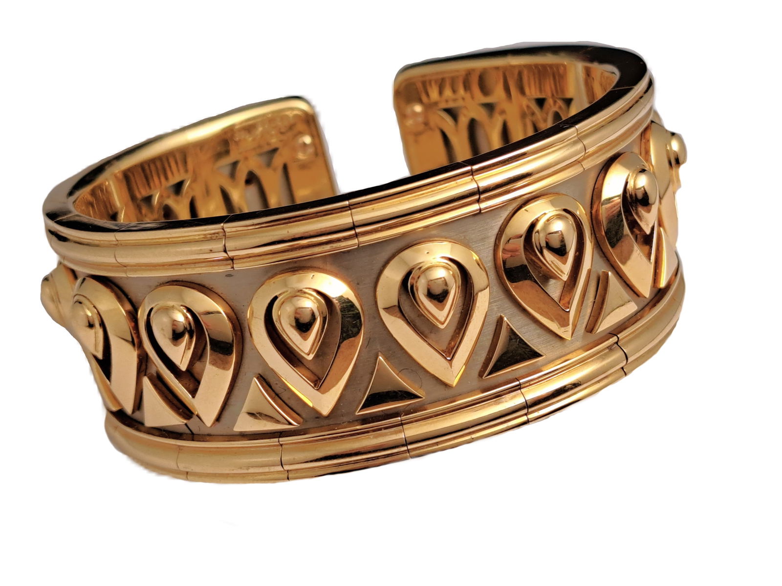 Rare Cartier Vintage 18K Gold Two Tone Tanjore Signed Numbered Wide Flex Cuff Bracelet 150G (1 of 5)