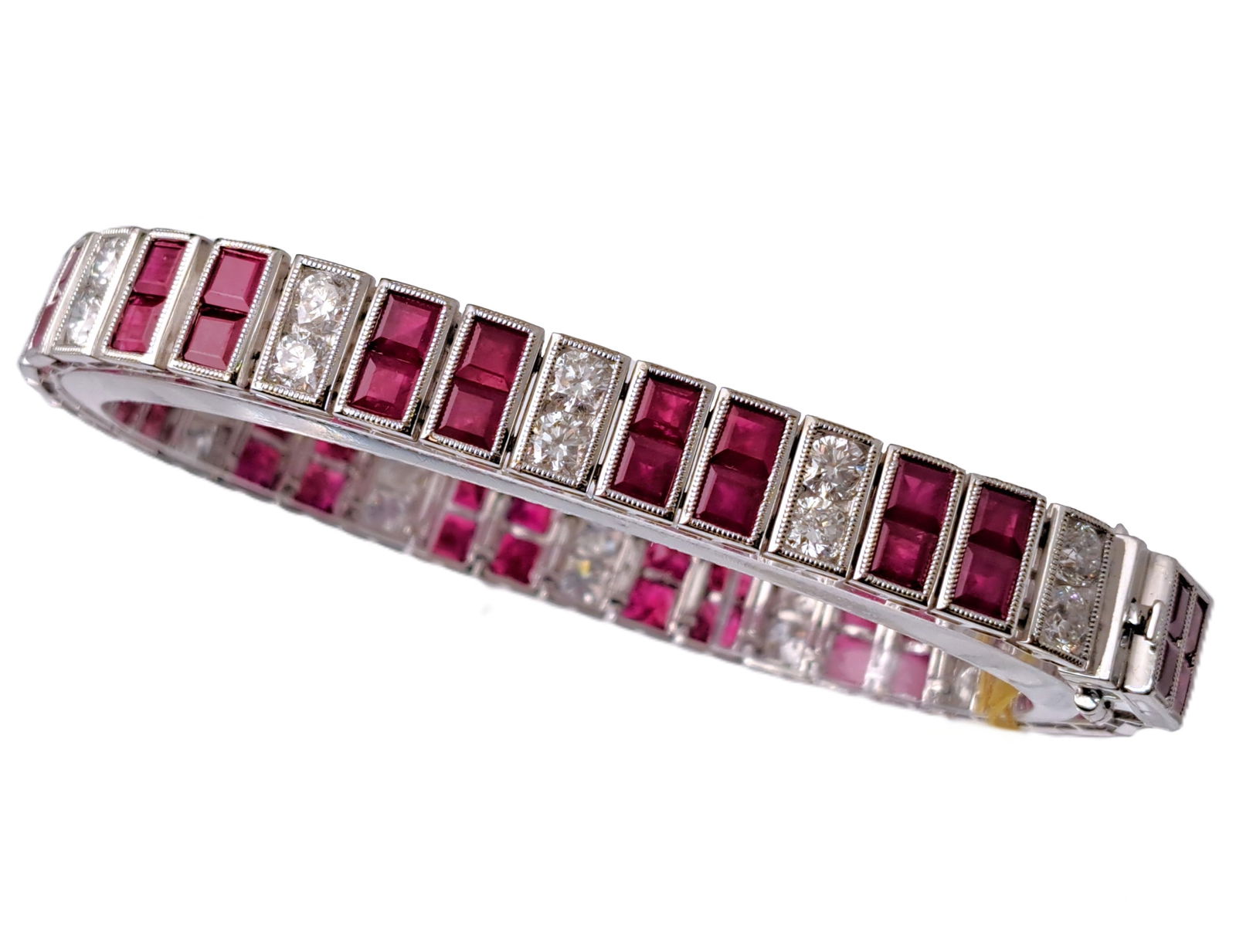 Oscar Friedman 19.9ctw GIA Natural Burma Ruby 5ctw Fine Diamond Ladies Platinum Bracelet (1 of 7)