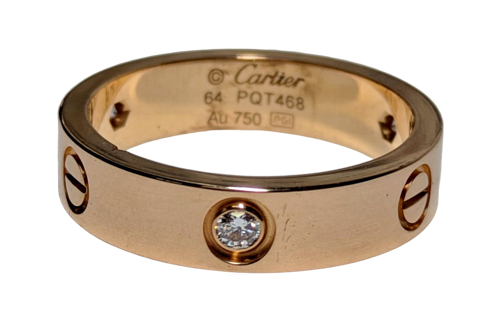 Large Cartier 18K Rose Gold 3 Fine Diamond Love Ring Band Mens Size 10.75 (1 of 8)