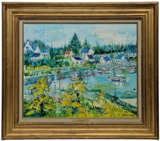 Yolande Ardissone French Impressionist Spring Landscape Oil On Canvas Painting Wally Findlay Label