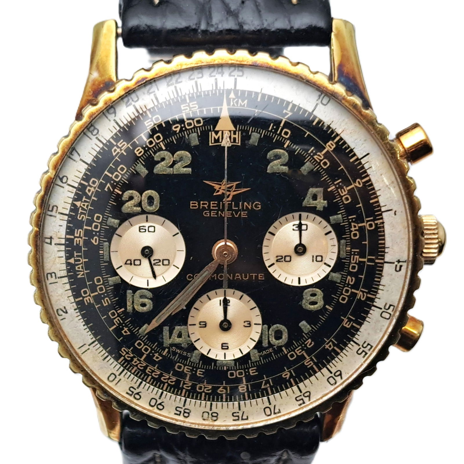 Scarce Breitling 809 Cosmonaut Chronograph Duel Jet Gold Over Steel Mens Wrist Watch: Described by:AF HFA DT68330 NRDDD Title:Scarce Breitling 809 Cosmonaut Chronograph Duel Jet Gold Over Steel Mens Wrist Watch Description:Scarce Breitling 809 Cosmonaut Chronograph Duel Jet Gold Over S