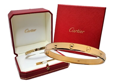 Cartier Signed Numbered 18k Gold Size 20 Love Locking Bangle Bracelet w Box