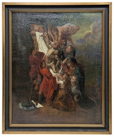 After Rubens Descent From the Cross Christ Dutch Old Master Subject Circa 18c Oil On Canvas Painting