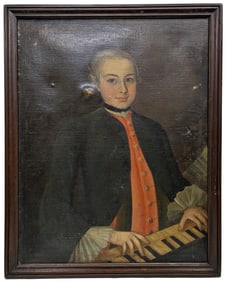 Antique 18c Harpsichordist Gentleman Portrait Colonial American Georgian English Or Continental Oil