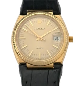 Rare Rolex Beta 21 Texano 5100 18K Gold Oysterquartz Mens Wristwatch