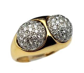 Tiffany Co Paloma Picasso Rare Double Diamond Ball 18k Gold Ring