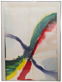 Large Paul Jenkins Abstract Watercolor Phenomena Subject 31 x 43.25 Inch Float Mounted Painting 1977