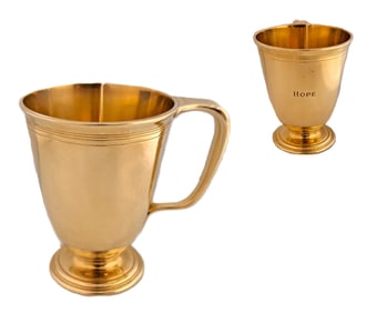 18K Gold Tiffany & Co 179.4G Wine Beaker Childs Cup Engraved Hope