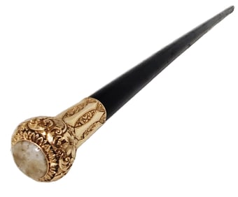 Rare Gold in Quartz Walking Stick Cane California 4 Leaf Clover San Francisco Seager