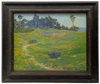 Benjamin Chambers Brown Impressionist Spring Landscape 20 x 16.125 Inch Oil on Canvas Painting
