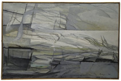 Exhibited Cleve Gray Pontevedra Florida 1958 Abstract Oil Painting Manhattan Seligmann Label