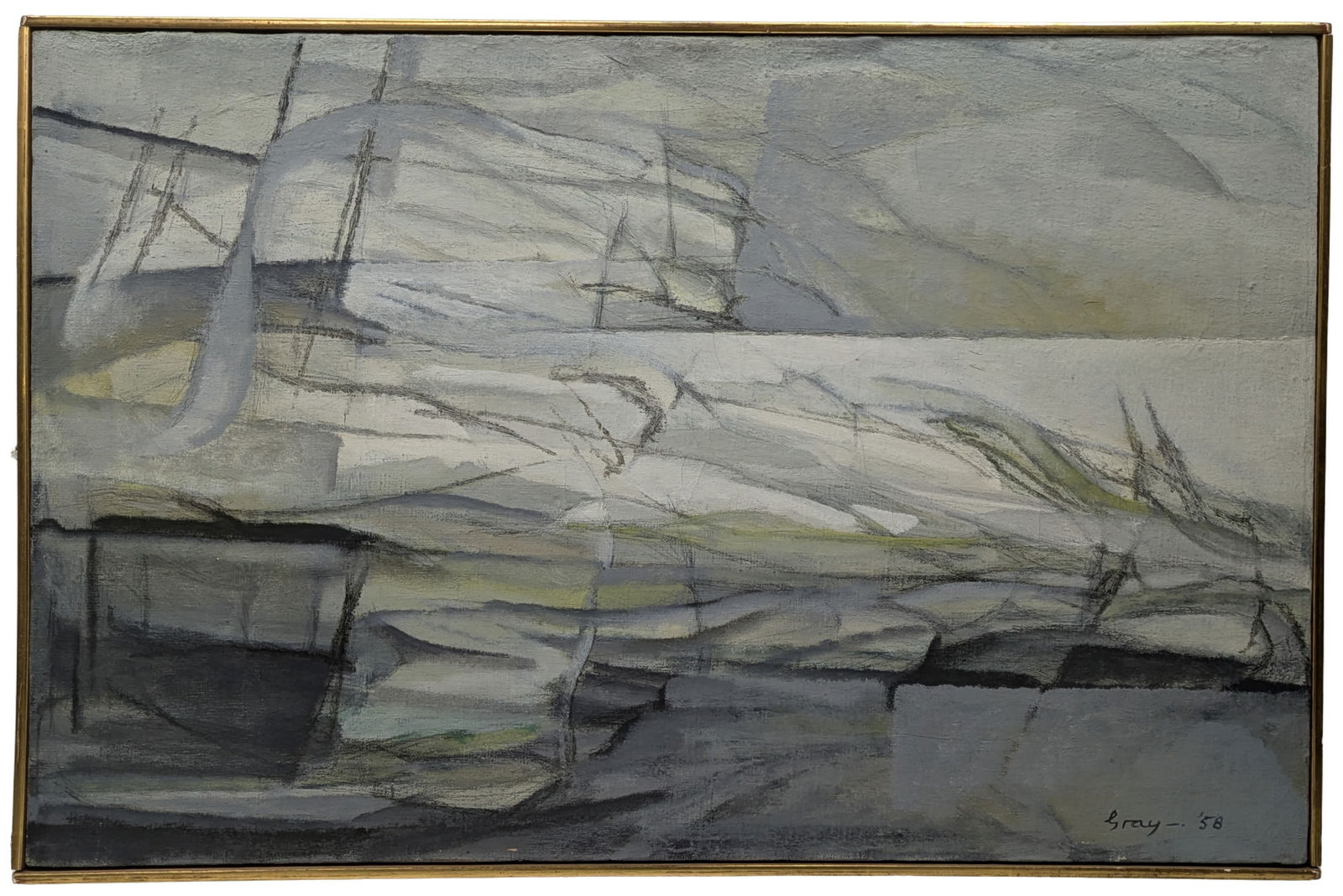 Exhibited Cleve Gray Pontevedra Florida 1958 Abstract Oil Painting Manhattan Seligmann Label (1 of 7)