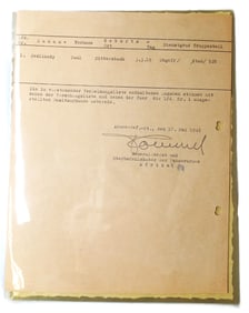 General Rommel Autographed DAK Award Document w/ COA