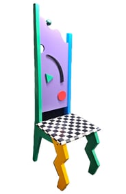 Thor 1992 Memphis Style Italian Influence Colorful Post Modernist Artist Dining Chair w Signed Tag