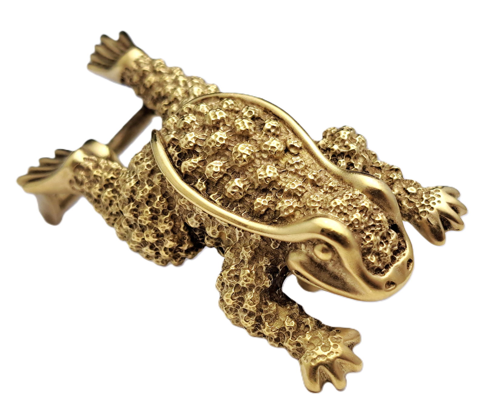 Giant Kieselstein Cord 18k Textured Frog Toad Vintage 1980s Belt Buckle 78g (1 of 8)