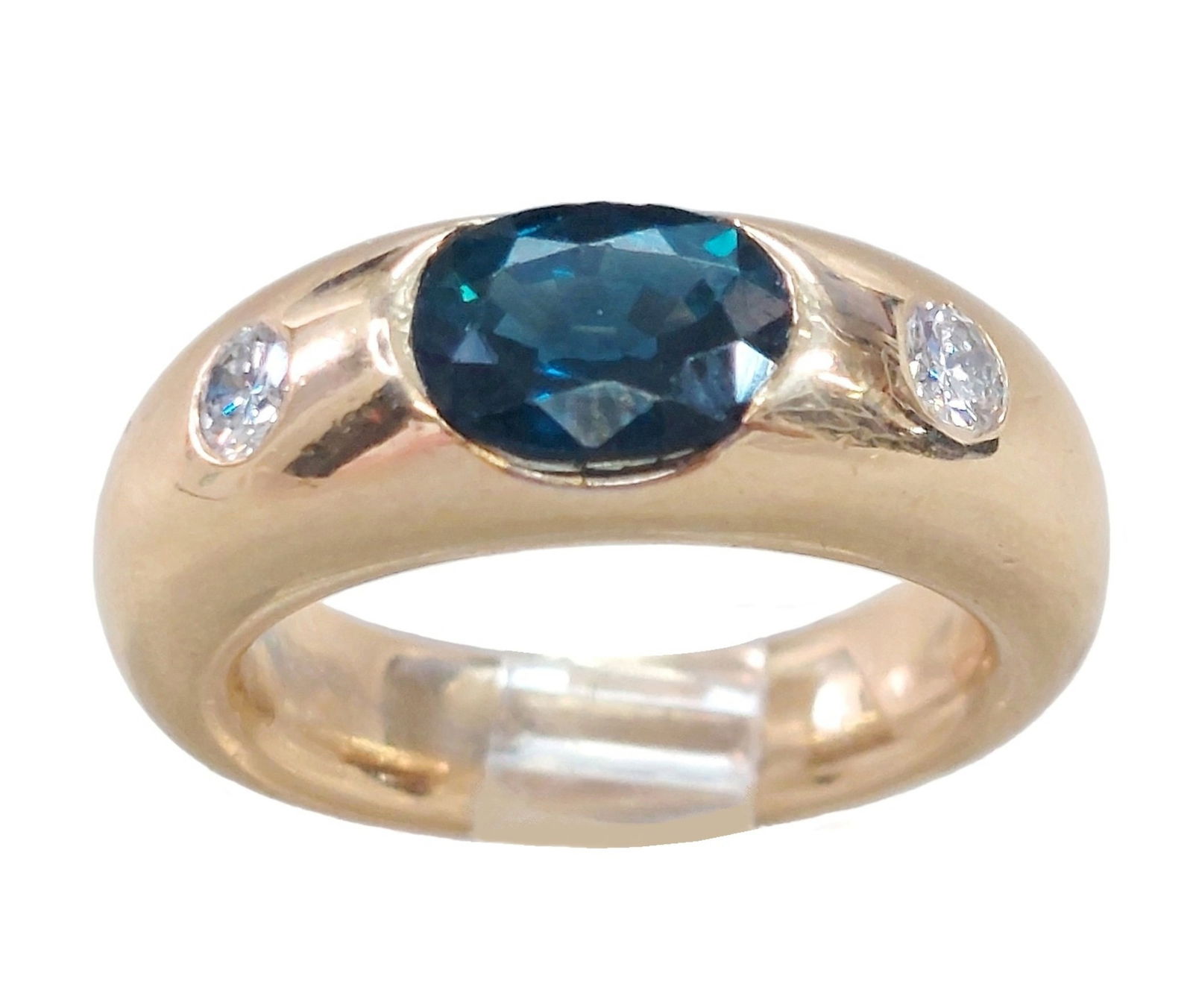 Hammerman Brothers Natural Blue Sapphire Fine Diamond Heavy 18k Gold Band Ring Size 5 (1 of 8)