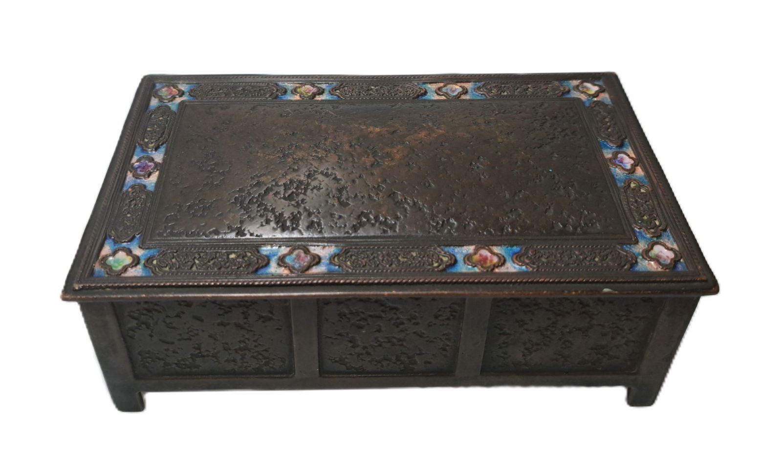 Signed Louis C. Tiffany Furnaces Inc 133 Bronze Favrile Enamel Humidor Box (1 of 5)