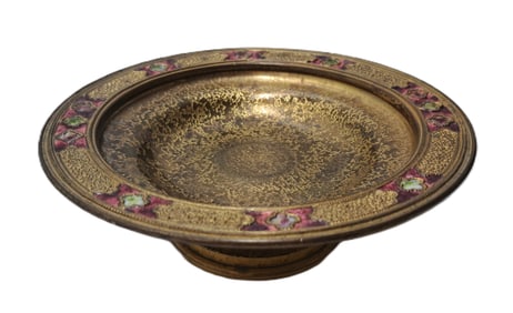 Striking Louis Comfort Tiffany Furnaces Inc bronze Enamel Tazza Bearing Full Signature 519