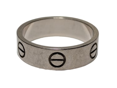 Cartier Signed Numbered 18K White Gold Love Ring Size 55 w/ Box