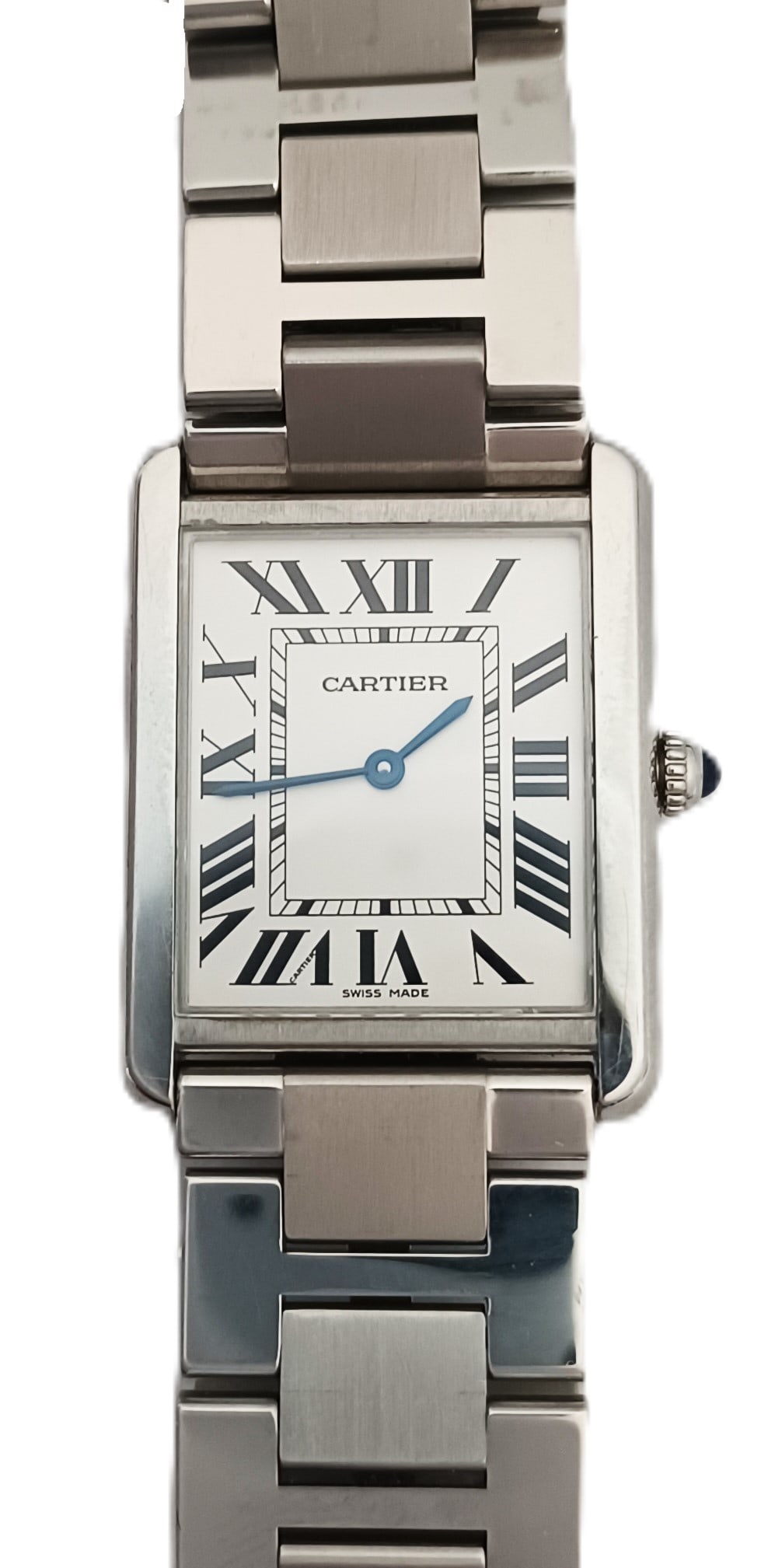 Cartier Tank Solo 3169 Stainless Steel Unisex Wrist Watch on Steel Bracelet (1 of 4)