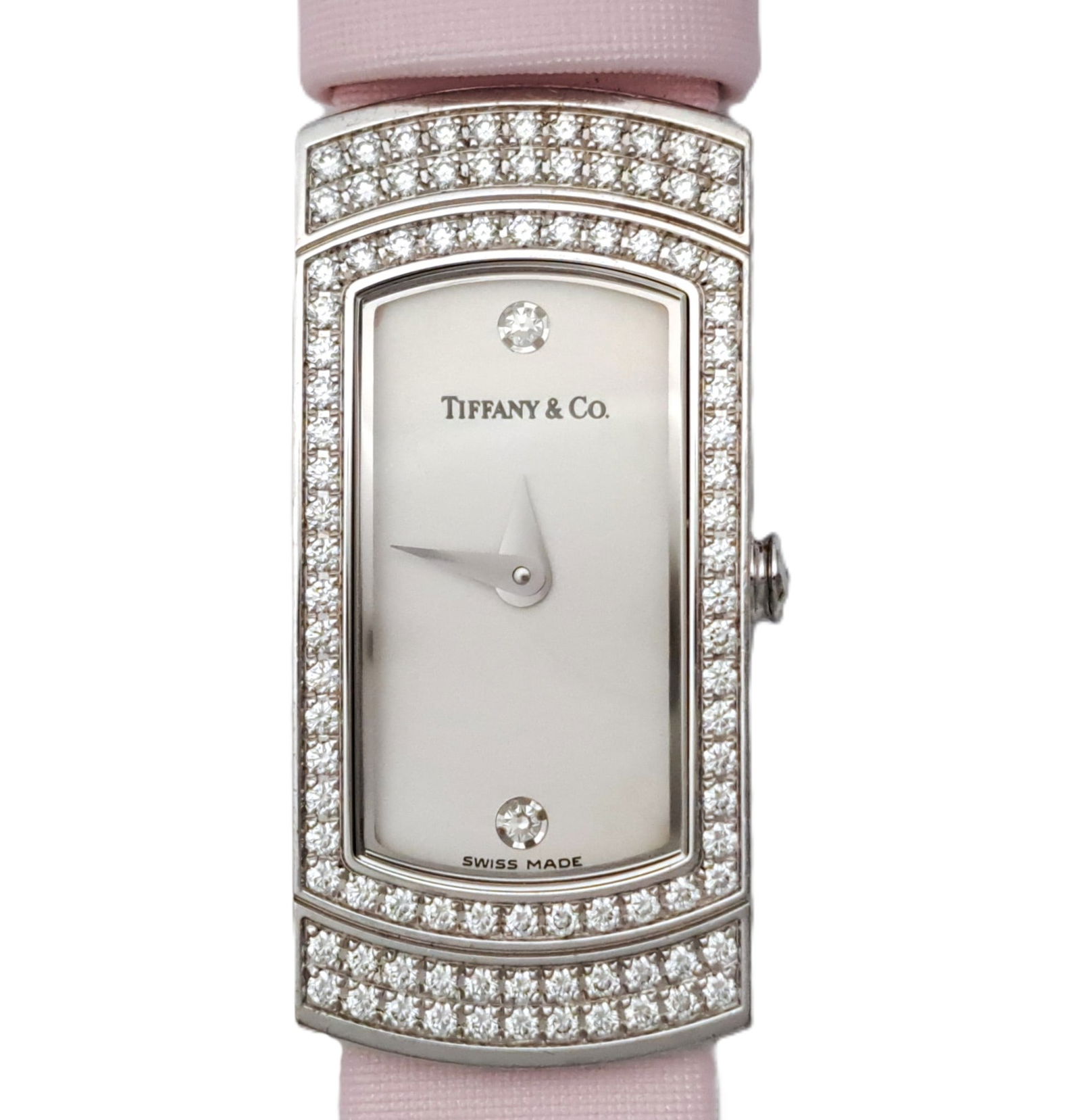 Ladies Tiffany Co 18k White Gold Diamond Case Buckle Wrist Watch w Pouch: Described by:AF HFA DT68358 NFGDD Title:Ladies Tiffany Co 18k White Gold Diamond Case Buckle Wrist Watch w Pouch Description:Ladies Tiffany Co 18k White Gold Diamond Case Buckle Wrist Watch w Pouch