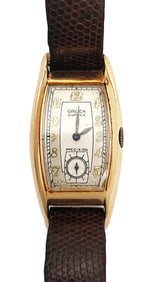 14k Gold Massive 52mm Long Gruen Curvex Art Deco Mens Watch
