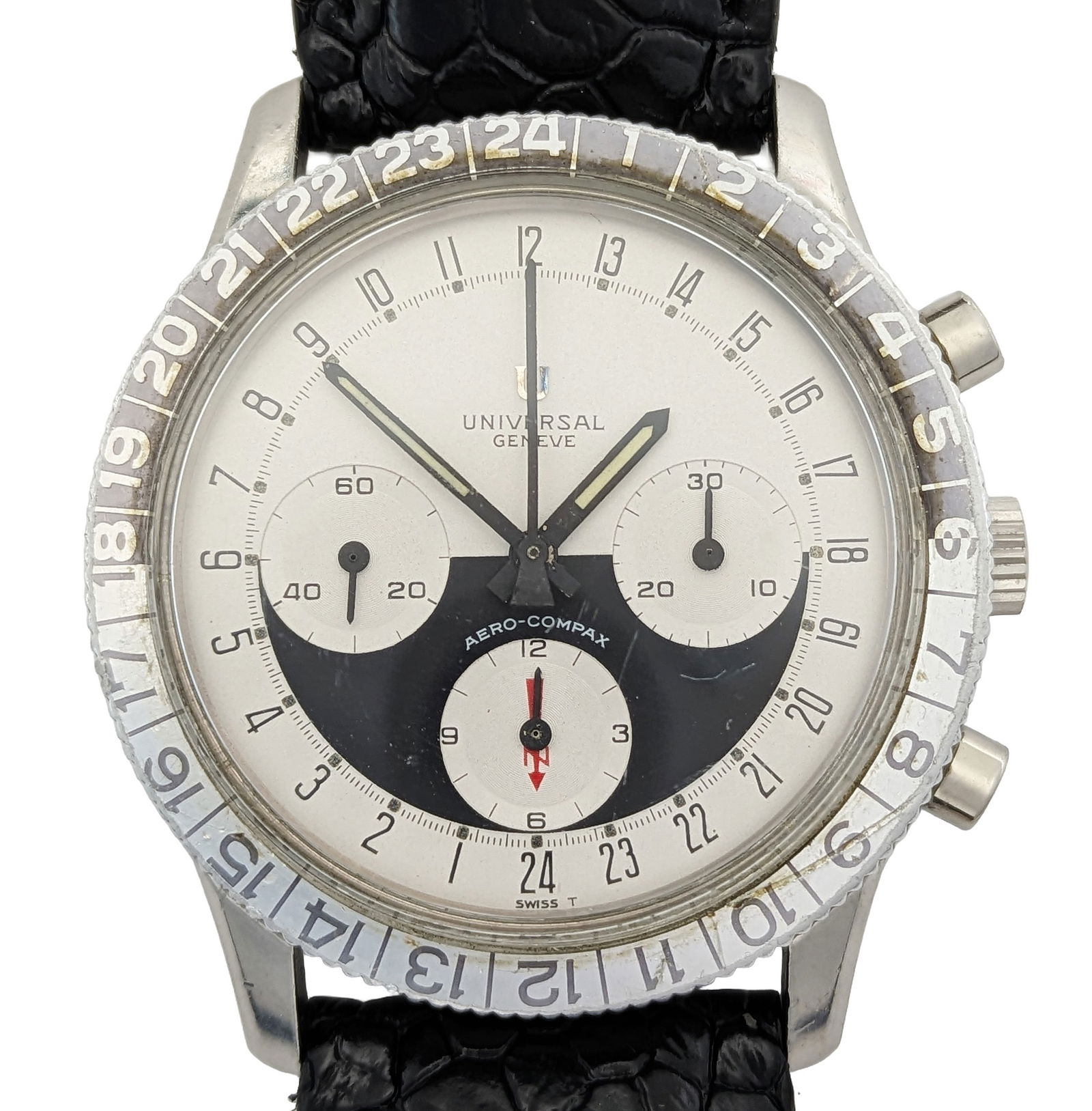 Universal Geneve Aero-Compax Chronograph Mens Two Tone Dial Vintage Mechanical Wrist Watch (1 of 9)